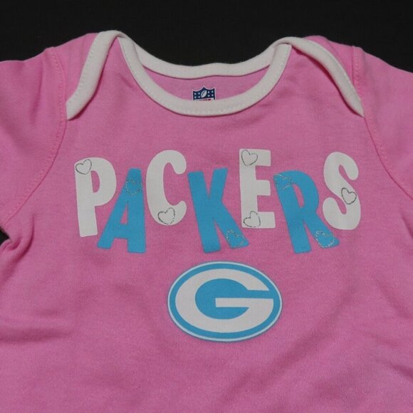 NFL Green Bay Packers Baby Girl 0-3 Months Pink Short Sleeve One Piece Bodysuit - Picture 2 of 8